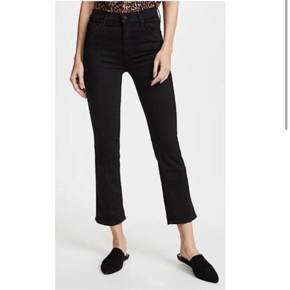 Mother Denim The Insider Crop Black Bootcut Flare Jeans in Not Guilty Size 24 - Picture 9 of 16